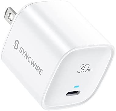 Syncwire PD 30W USB C Charger PPS Ultra Fast Wall Charger GaN III Power Adapter USBC Plug for 14 13 12 Pro Max, Google Pixel 6, Samsung Galaxy S22, iPad, MacBook Air (Cable Not Included)