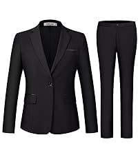 womens notch lapel one button closure suit pants set