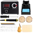 Viiart Upgraded Wood Burning Kit Temperature Adjustable Pyrography Machine 110V 60W Digital Wood Burner with 20PCS Pyrography Wire Tips for Wood, Leather, Gourd