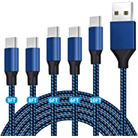 VNPIEW USB C Cable 5Pack (3/3/6/6/10 FT) USB-C to USB-A Fast Charging Aluminum Housing Compatible with Samsung Galaxy S10 S9 