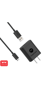 Motorola TurboPower 18 QC3.0 wall charger with micro-USB cable