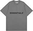 BouFest Fear of God Essentials T-Shirts Men's Women's Casual Letter Print Tee Half Sleeve Loose T Shirt Top Hip Hop Streetwear Unisex Cotton Short Sleeve Essential Tee Casual Sport Summer Tops Grey