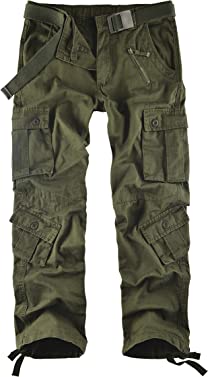 Leward Men's Wild Cotton Casual Military Army Cargo Camo Combat Work Cargo Hiking Pants with 8 Pocket