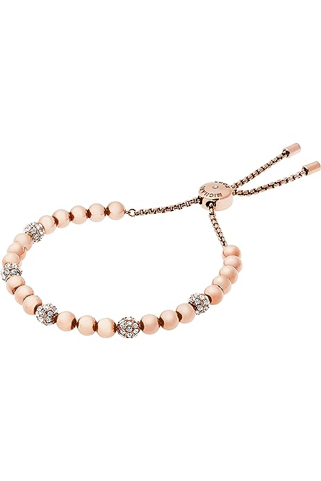 Women's Rose Gold-Tone Beaded Stainless Steel Slider Bracelet (Model:MKJ5220791)