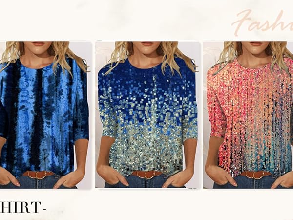 3/4 length sleeve womens tops summer