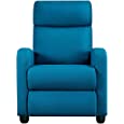 Yaheetech Fabric Recliner Sofa Modern Single Recliner Sofa Home Theater Seating with Thick Seat Cushion, Backrest and Pocket Spring, Blue