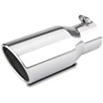 LCGP Exhaust tip 3.5&quot; Inlet 5&#39;&#39; Outlet 12&#39;&#39; Long Bolt On Stainless Steel Exhaust Tailpipe Tip Polished