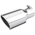 LCGP Exhaust tip 3.5&quot; Inlet 5&#39;&#39; Outlet 12&#39;&#39; Long Bolt On Stainless Steel Exhaust Tailpipe Tip Polished