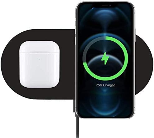 Dual Wireless Charger, COSOOS Fast Wireless Charging Pad Compatible for iPhone 13/13 Pro/13 Pro Max/13 Mini/12/11/XS/8 Plus, Galaxy S21/S20, Note 10, AirPods Pro, Galaxy Buds+(No AC Adapter)