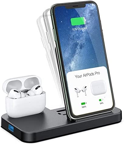 Conido Wireless Charger, 2 in 1 Wireless Charging Station for iPhone and AirPods, Charging Dock for AirPods Pro/2/1, 7.5W Qi Fast Charger for iPhone 13/12 Pro Max/11 Pro Max/XR/XS Max/X/11 Plus