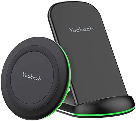 Yootech Wireless Charger,[2 Pack] 10W Max Wireless Charging Pad Stand Bundle,Compatible with iPhone 14/14 Plus/14 Pro/14 Pro Max/13/SE 2022/12/11/X/8,Galaxy S22/S21/S20,AirPods Pro 2 (No AC Adapter)