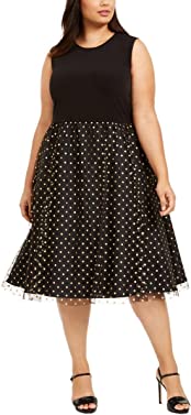 Calvin Klein Women's Plus Size Sleeveless Midi with Tulle Skirt