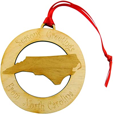 Westmon Works North Carolina Ornament Seasons Greetings Wooden Christmas Tree Decoration