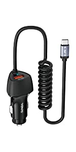 Car Charger with Type C Cable