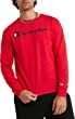 Champion Men's Classic Long-Sleeve Cotton Tee with Logos,Essential Long-Sleeve Cotton T-Shirt,Basic Logo Tee for Men, Graphic