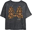 Disney Characters Animal Print Bow Women's Mineral Wash Short Sleeve Crop Tee