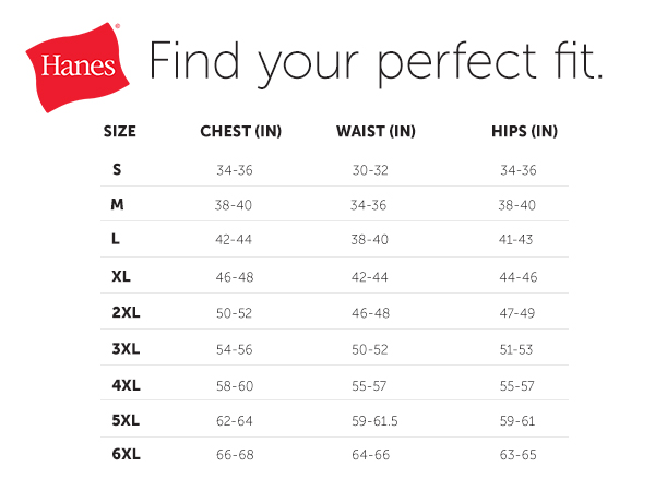 AW size chart