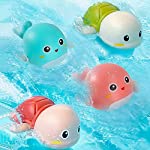 Funsland Baby Bath Toys for Kids Bathtime Fun 4 Pack Wind up Bathtub Toys Swimming Toys Turtles and Dolphin Sensory Water Toys for Baby Boys and Girls for Ages 6 Months &amp; up