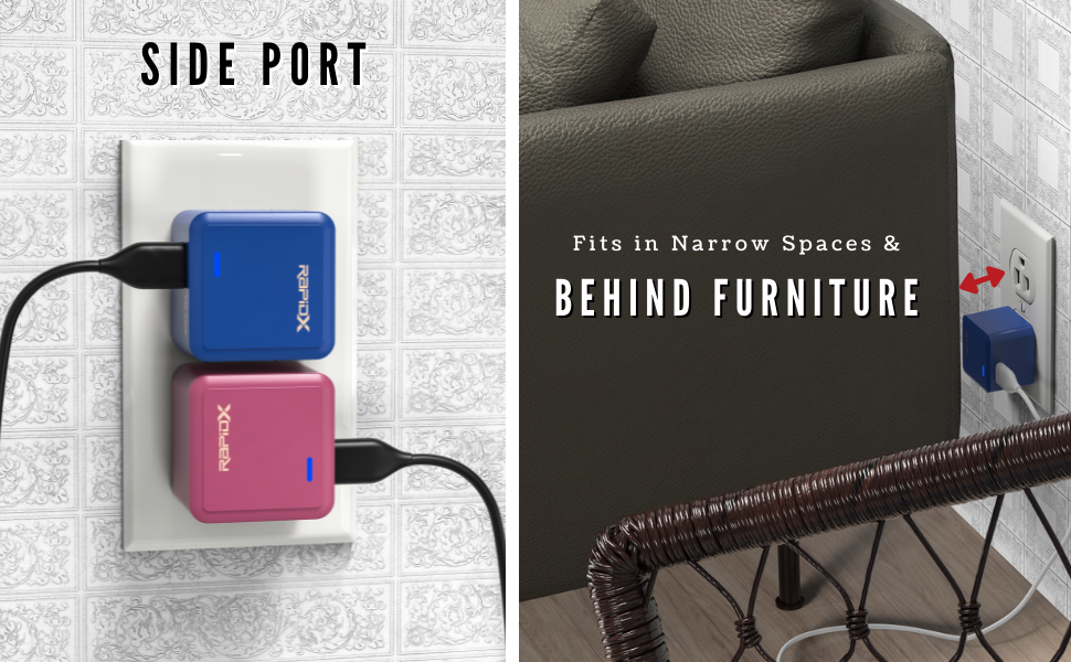 Side Port Fits in Narrow Spaces and Behind Furniture