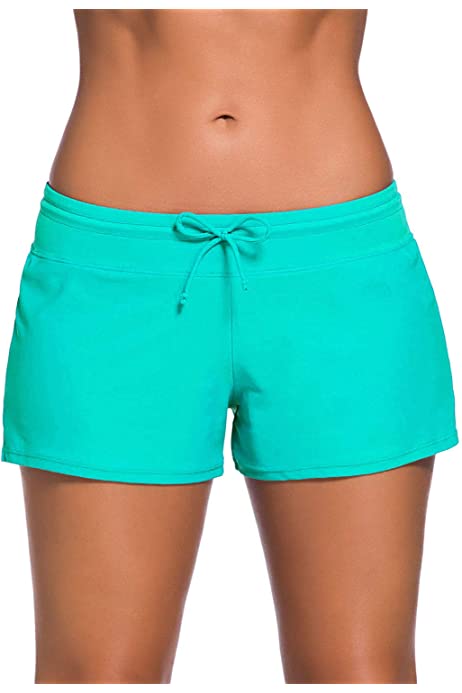 Women's Waistband Short Swim Bottom Side Split Plus Size Board Shorts