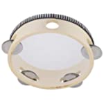 Hand Held Tambourine Drum 6 inch Bell Birch Metal Jingles Percussion Gift Musical Educational Drum Instrument for KTV Party Kids Games (6 inch)