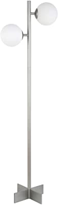 Henn&Hart 2-Light Floor Lamp with Glass Shade in Nickel/White Milk