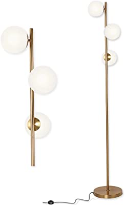 YHTlaeh Floor Lamp Modern 3 Globe for Living Room Bright Lighting LED Standing Light for Bedrooms Offices (Brushed Brass)