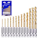 JEFE HEX 13-Piece Drill Bits Set-1/16&quot; 5/64&quot; 3/32&quot; 7/64&quot; 1/8&quot; 9/64&quot; 5/32&quot; 11/64&quot; 3/16&quot; 13/64&quot; 7/32&quot; 15/64&quot; 1/4&quot;, Hex Shank Drill Bit Set for Quick Change, Titanium HSS Twist Drill Bits, 135 Degree Easy Cut Split Point, Ideal for Wood, Steel, Copper, Aluminum, Zinc Alloy, Plastics