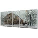 BATRENDY ARTS Rustic Barn Metal Wall Art Modern Brown Farmhouse Decor for the Home Silver Grey Bedroom Hanging Artwork 3D Scuplture Panels