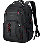 KROSER Travel Laptop Backpack 17.3 Inch XL Computer Backpack Stylish College Backpack with RFID Pockets USB Charging Port REFLECTIVE STRIPS Water-Repellent Day pack for School/Business/Men/Women-Black