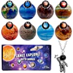 8PK Planet Explore Bath Bombs for Kids with Surprise Inside, Largest Bath Bombs with Planet Magnets for Children, Collect All 8 Planets Awards After Bathing and Shower