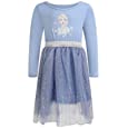 Disney Frozen Girls Elsa Long Sleeve Dress for Toddler and Little Girls – Blue