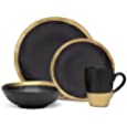 Godinger Silver Art 4-piece Golden Onyx Porcelain Gold And Black Dining Dinner Dinnerware Dinner Set