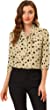 Allegra K Women's Printed Ruffle Shoulder Elastic Cuff Bow Tie Neck Blouse