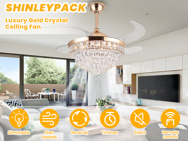 Crystal Ceiling Fan with Light