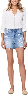 Judy Blue Light Wash High Waist Destroyed Shorts