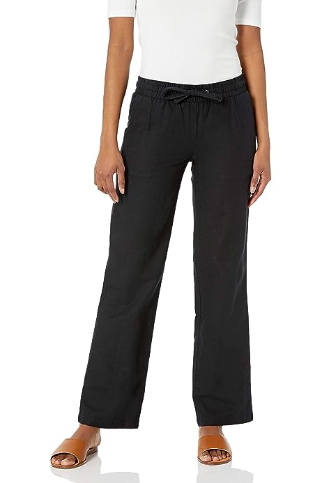 Women's Linen Blend Drawstring Wide Leg Pant (Available in Plus Size)