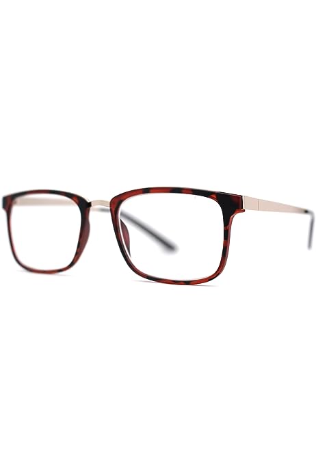 Mens Double Rim Rectangular Designer Fashion Style Powered Reading Glasses