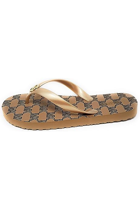 Michael Kors Women's MK Flip Flops, Camel/Navy