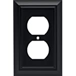 Architectural Single Duplex Outlet Wall Plate / Switch Plate / Cover, Flat Black, Packaging May Vary