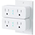 Smart Plug Wi-Fi Plugs Works with Alexa and Google Home, Mini Dual WiFi Outlet Extender Double Plug Surge Protector Remote Control with Schedule Timer Function, No Hub Required (Dual Smart Plug 2Pack)