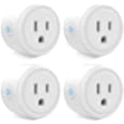 Mini Smart Plug,WiFi Socket Works with Alexa and Google Home,Plug-in Outlet Remote Control and Timer Function, ETL FCC Listed, No Hub Required,2.4G Wi-Fi Only,10A 1200W,4-Pack,White