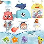 XINSITE Baby Bath Toys for Toddlers 1 2 3 4 Years Old,Baby Bathtub Wall Whale Toy Waterfall Fill Spin and Flow with 4 Rubber Sea Animal,Bear,Dinosaur Water Gun,Birthday Gift for Boys Girls