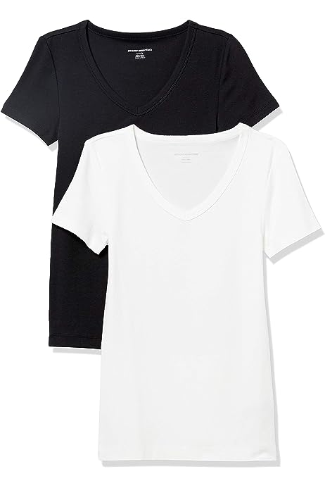 Women's Slim-Fit Short-Sleeve V-Neck T-Shirt, Pack of 2