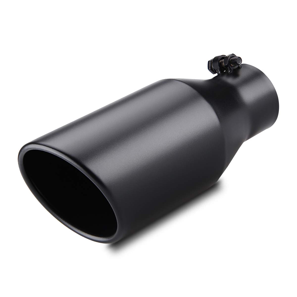 LCGP 3" Inlet Exhaust tip 5" Outlet 12" Overall Length, 3x5x12inch, Stainless Steel, Black Powder Coated Exhaust Tailpipe