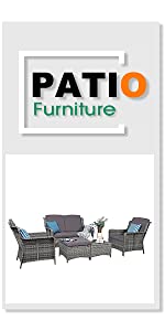 Patiorama All Weather Grey Wicker Rattan Conversation Set with Loveseat