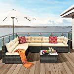 YITAHOME 7 Pieces Patio Furniture Set,All-Weather Rattan Patio Conversation Set,Outdoor Sectional Sofa PE Rattan Wicker Outside Couch with Table and Cushions for Porch Lawn Garden Backyard