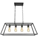 Black Modern Kitchen Island Lighting Farmhouse Chandelier Industrial Ceiling Light Fixtures for Kitchen, Dining Room, Living Room, Bar, Foyer (4-Light)