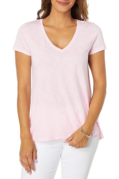 Etta V-Neck Shirts for Women Offers V-Neck with Short Sleeves, Hand wash Cold Lay Flat to Dry, and 100% Cotton