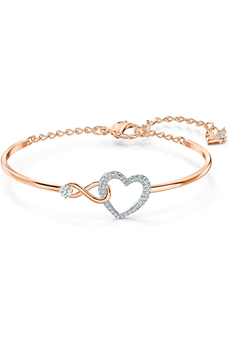 Infinity Heart Jewelry Collection, Rose Gold & Rhodium Tone Finish, Clear Crystals